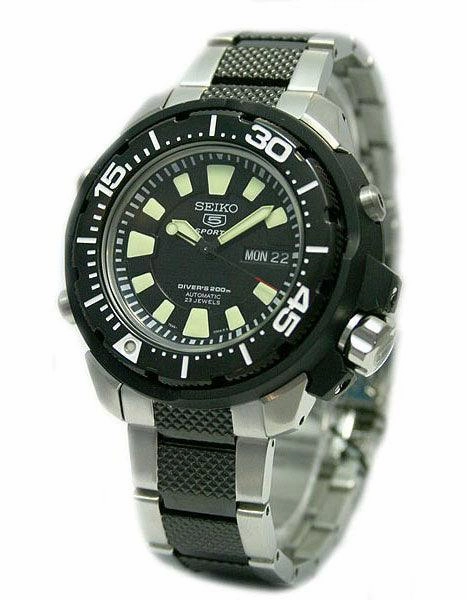 Seiko SKZ253 Men's TT Black Plated SS Automatic Dive Watch
