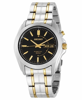Seiko SMY115 Men's TT Stainless Steel Black Dial Kinetic Watch