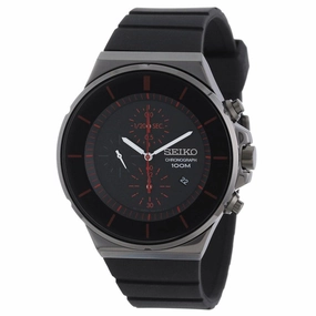 Seiko SNDD61 Men's Black Dial Chronograph Black Rubber Strap Watch