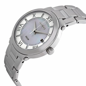 Seiko SNE885 Women's Recraft Solar MOP Dial Steel Bracelet Power Reserve Watch