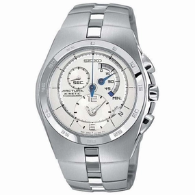 Seiko SNL001 Men's Arctura Silver Dial Steel Bracelet Chronograph Kinetic Watch
