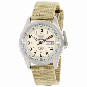 Seiko SNZG07 Men's 5 Sports Military Beige Dial Khaki Nylon Strap Automatic Watch