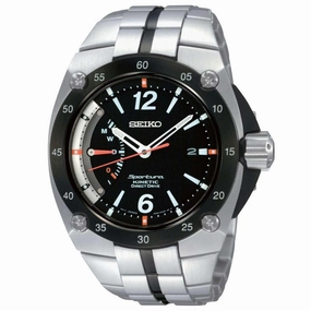 Seiko SRG005 Men's Sportura Black Dial Two Tone Steel Kinetic Watch
