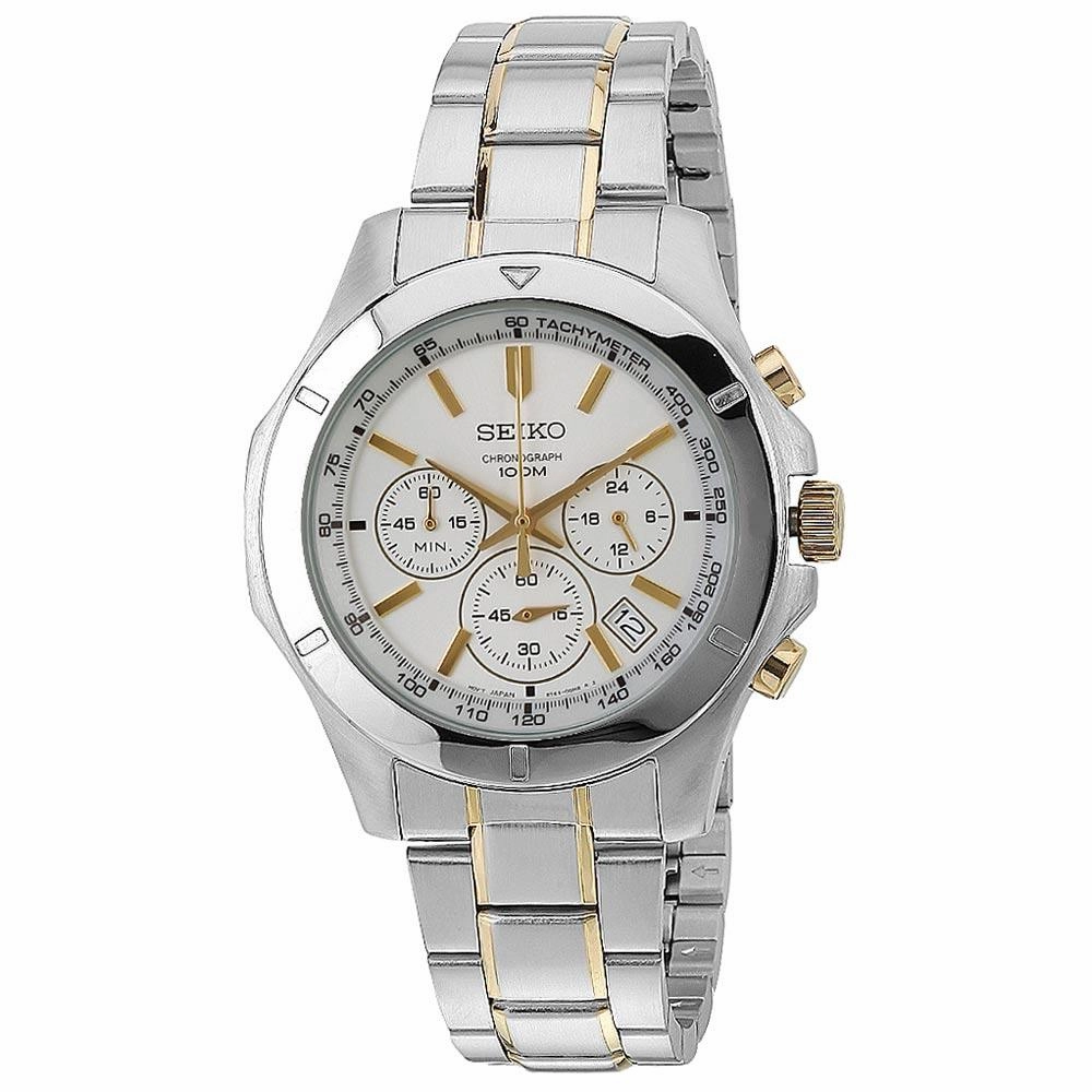Seiko SSB107P1 Men's Silver Dial Two Tone Steel Bracelet Chronograph Watch