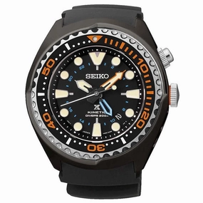 Seiko SUN023 Men's X Prospex Black Dial Silicon Strap GMT Diver Kinetic Watch