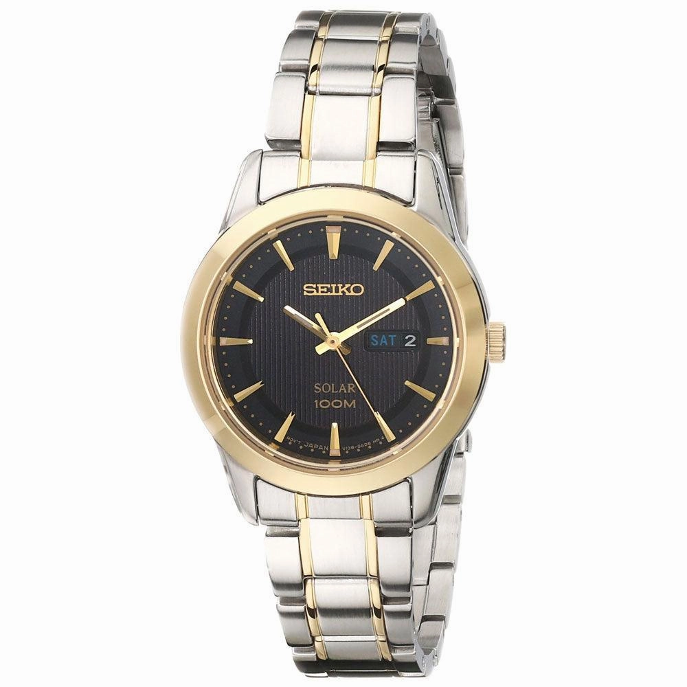 Seiko SUT166 Women's Solar Black Dial Two Tone Steel Bracelet Watch