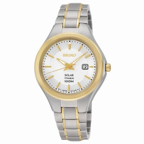 Seiko SUT206 Women's Solar Core White Dial Two Tone Yellow Gold Titanium Bracelet Watch