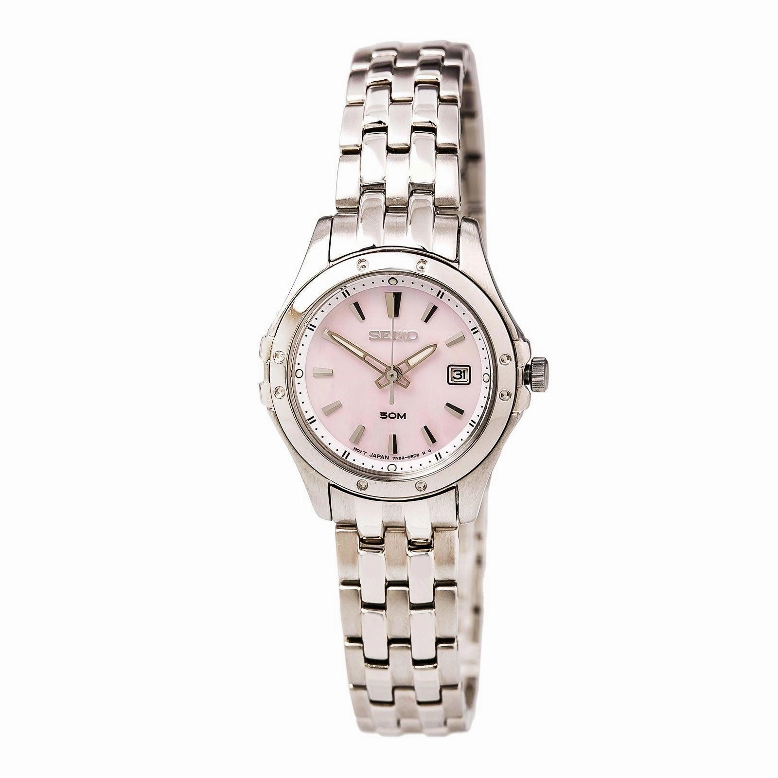 Seiko SXDC95 Women's Le Grand Sport Pink MOP Dial Steel Bracelet Watch