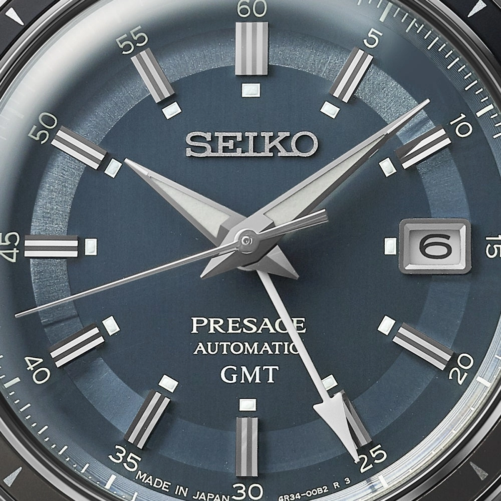 Seiko Watch Presage Petrol Blue Style 60's Road Trip GMT Automatic SSK009J1