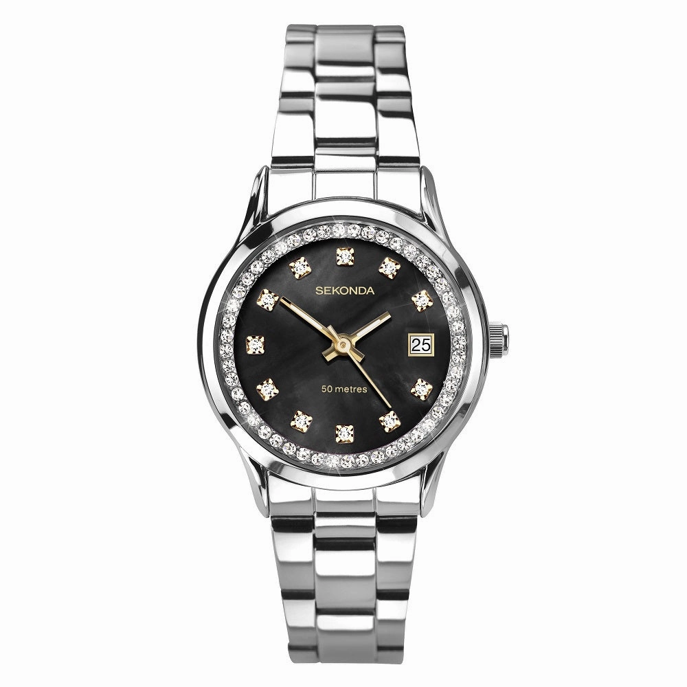 Sekonda Catherine Black Dial Crystal Set Ladies Watch 40520