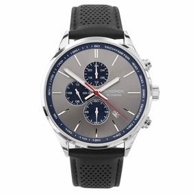 Sekonda Classic Dual Time Leather Strap Mens Watch Grey Dial 1711