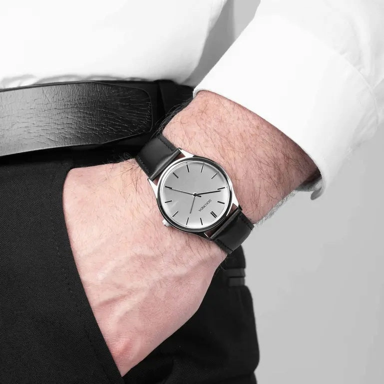 Sekonda Evans Classic Black Leather Strap Men's Watch 30252