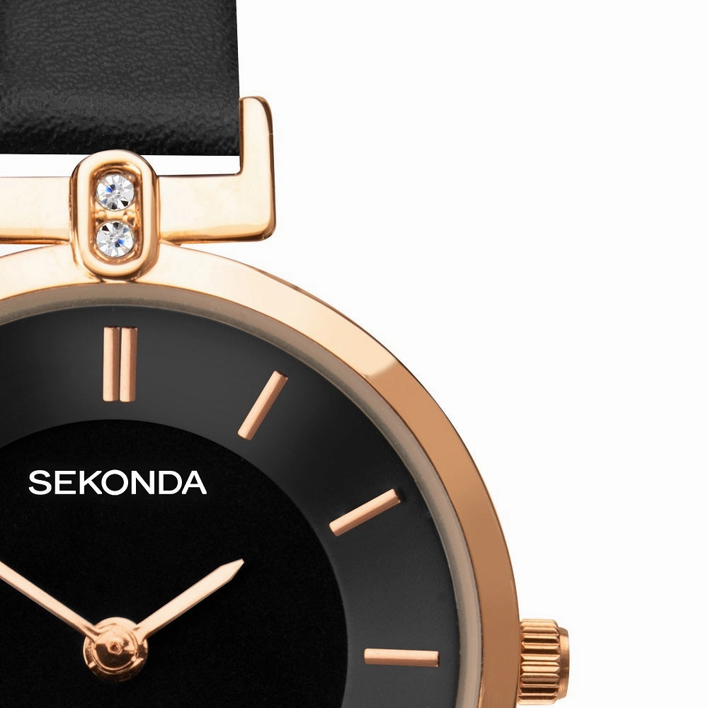Sekonda Ladies Watch Black Leather Strap 40297