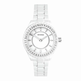 Sekonda Margot White Dial and Stone Set Bezel Ladies Watch 40687