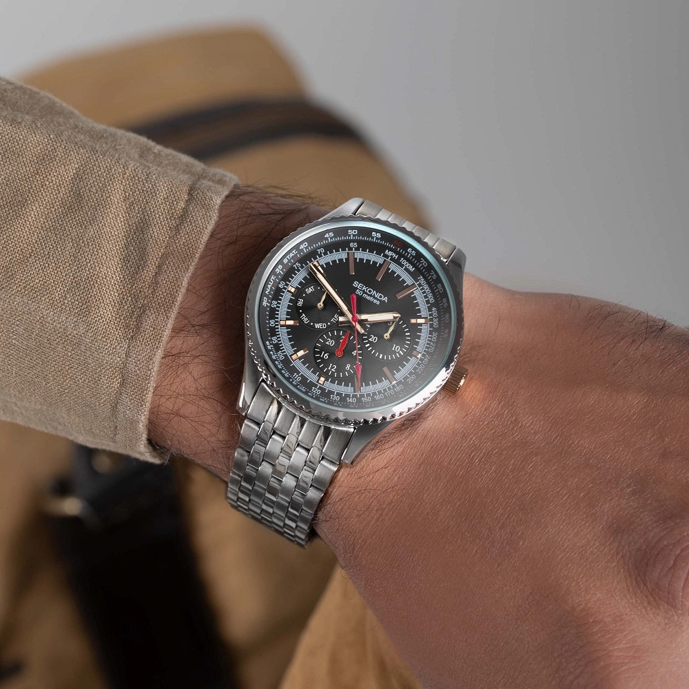 Sekonda Maverick Pilot Aviator Mens Bracelet Watch 30038