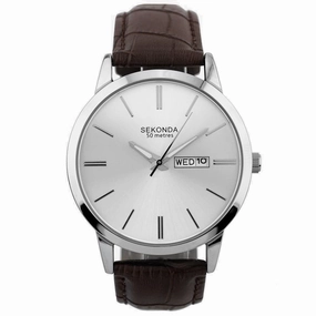 Sekonda  Men's Leather Strap Day Date Watch 1661