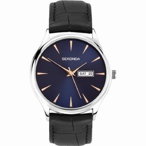 Sekonda Minimal Day Date Leather Strap Men's Watch 1895