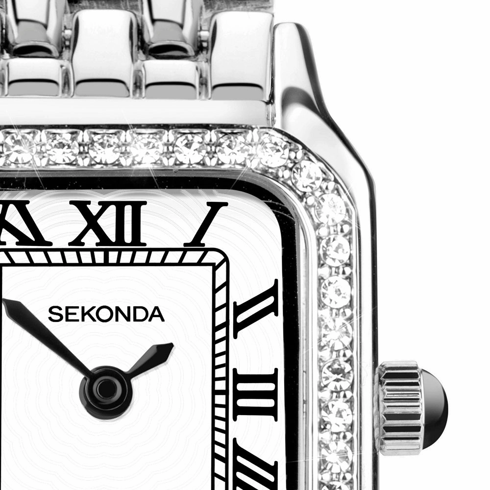 Sekonda Monica Crystal Bezel Ladies Watch Silver Colour Bracelet 40655