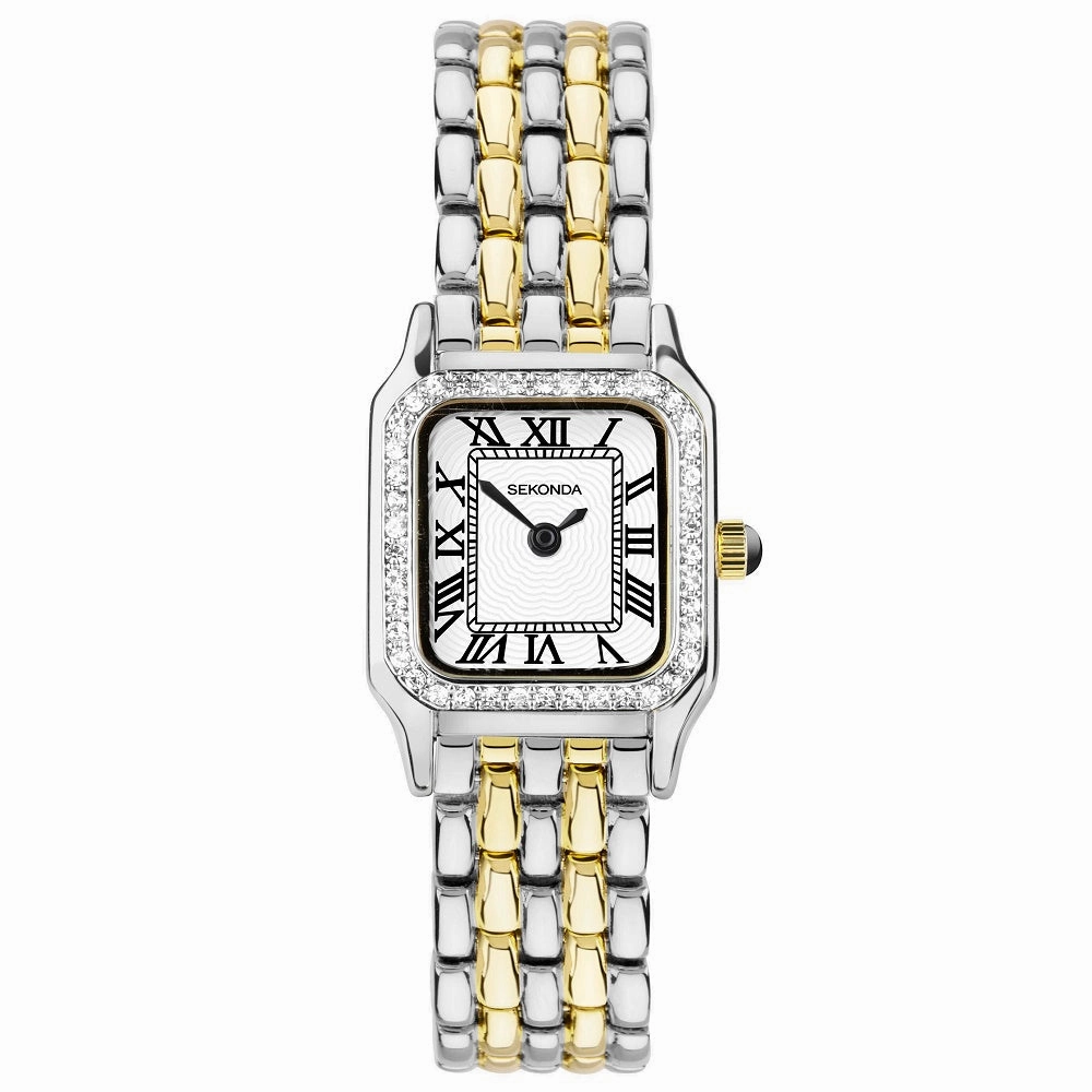Sekonda Monica Crystal Bezel Ladies Watch Two Tone Bracelet 40640