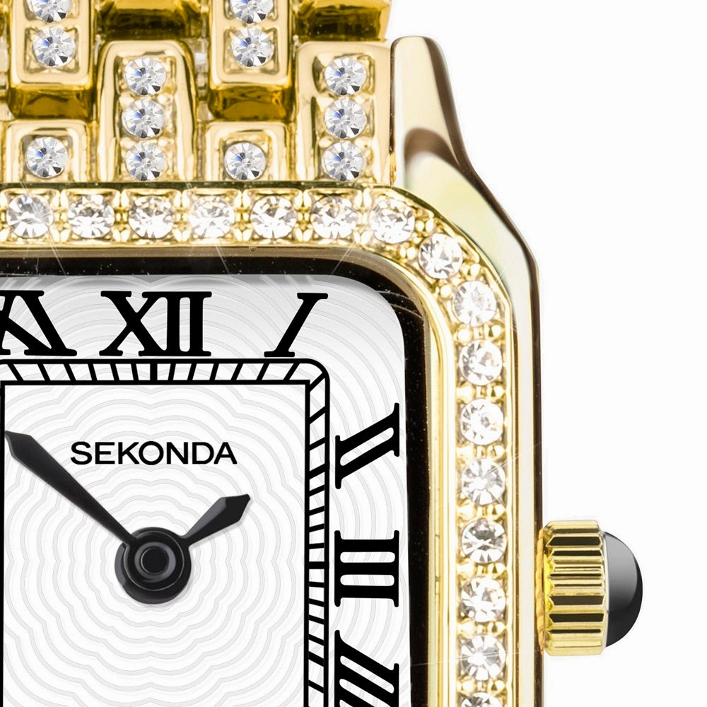Sekonda Monica Ladies Watch Gold Plated Full Stone Set Bracelet 40661