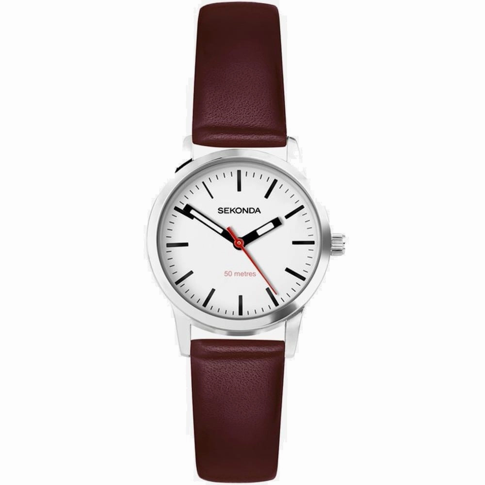Sekonda Nordic Leather Strap Ladies Watch Red 40483