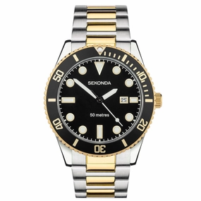 Sekonda Ocean Two Tone Black Dial Men's Watch 30139
