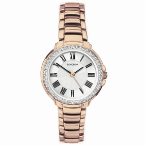 Sekonda Rose Gold Plated Crystal Set Ladies Watch 2846
