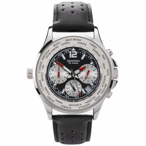 Sekonda Sports Dual And World Time Men's Strap Watch Black 1842