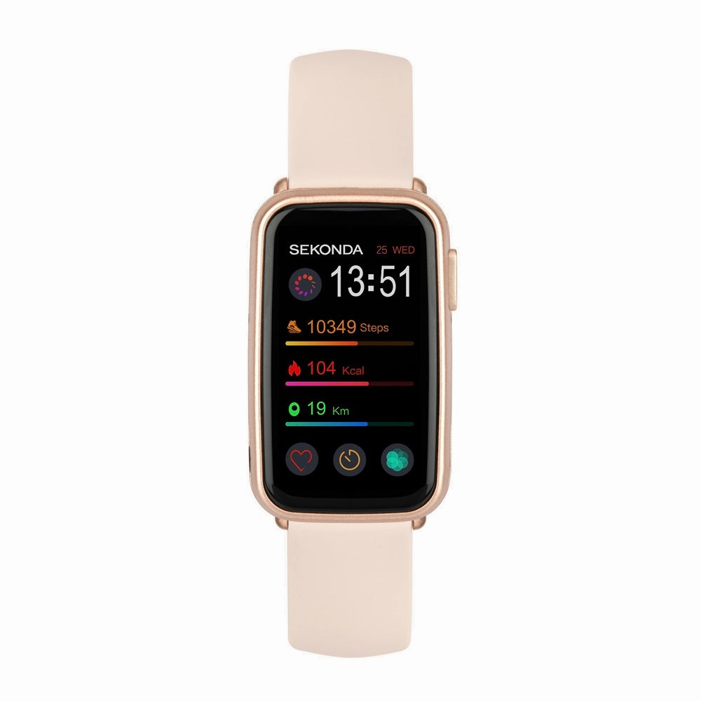 Sekonda Track Smart Watch Rose Gold Case Pink Silicone Strap 30170