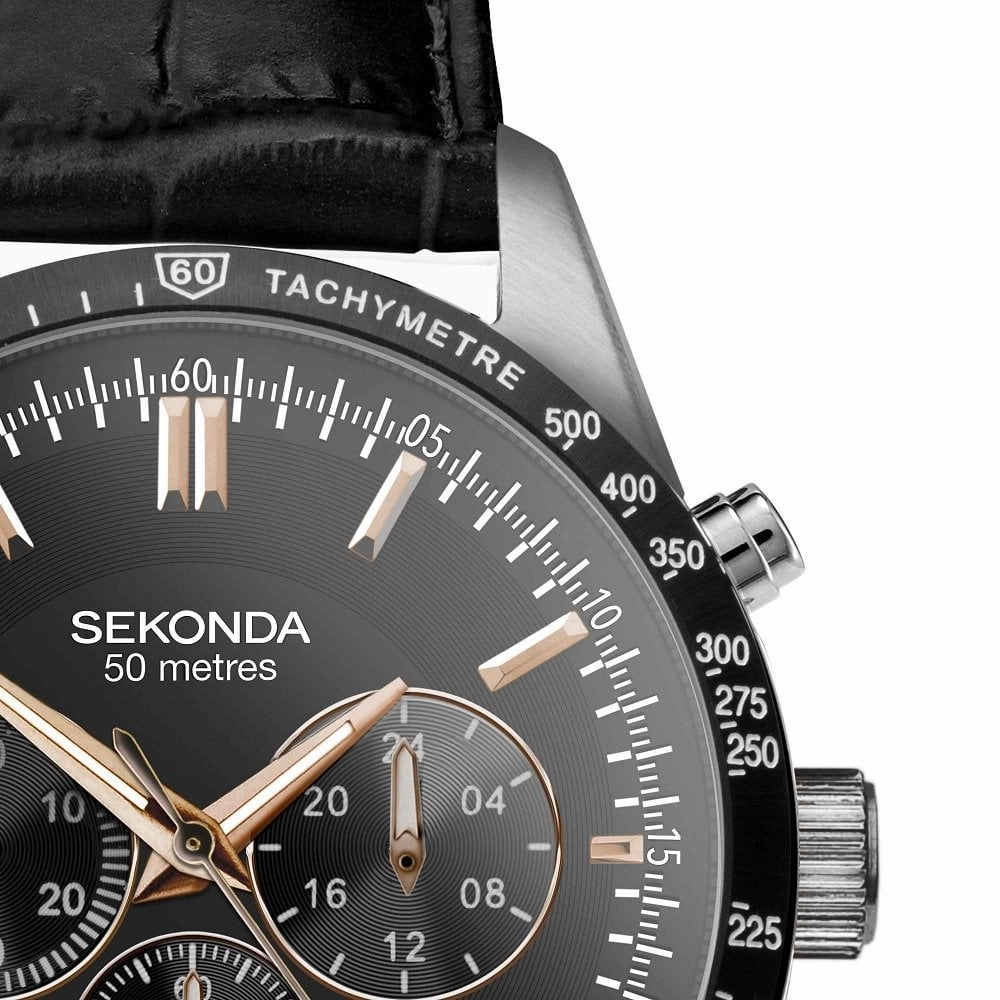 Sekonda Velocity Sports Chronograph Men's Strap Watch Black Dial 30017