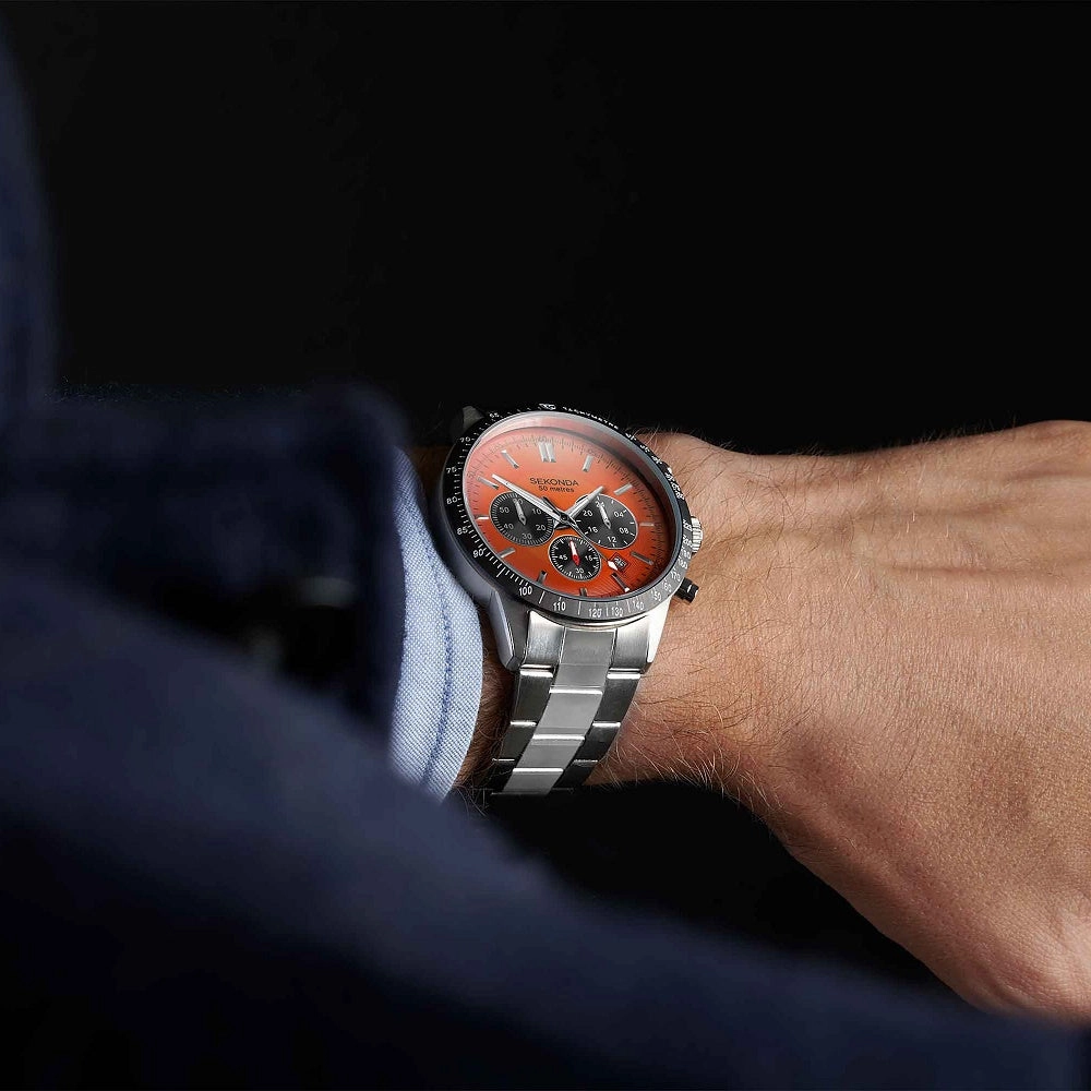 Sekonda Velocity Sports Chronograph Men's Watch Orange Dial 30025