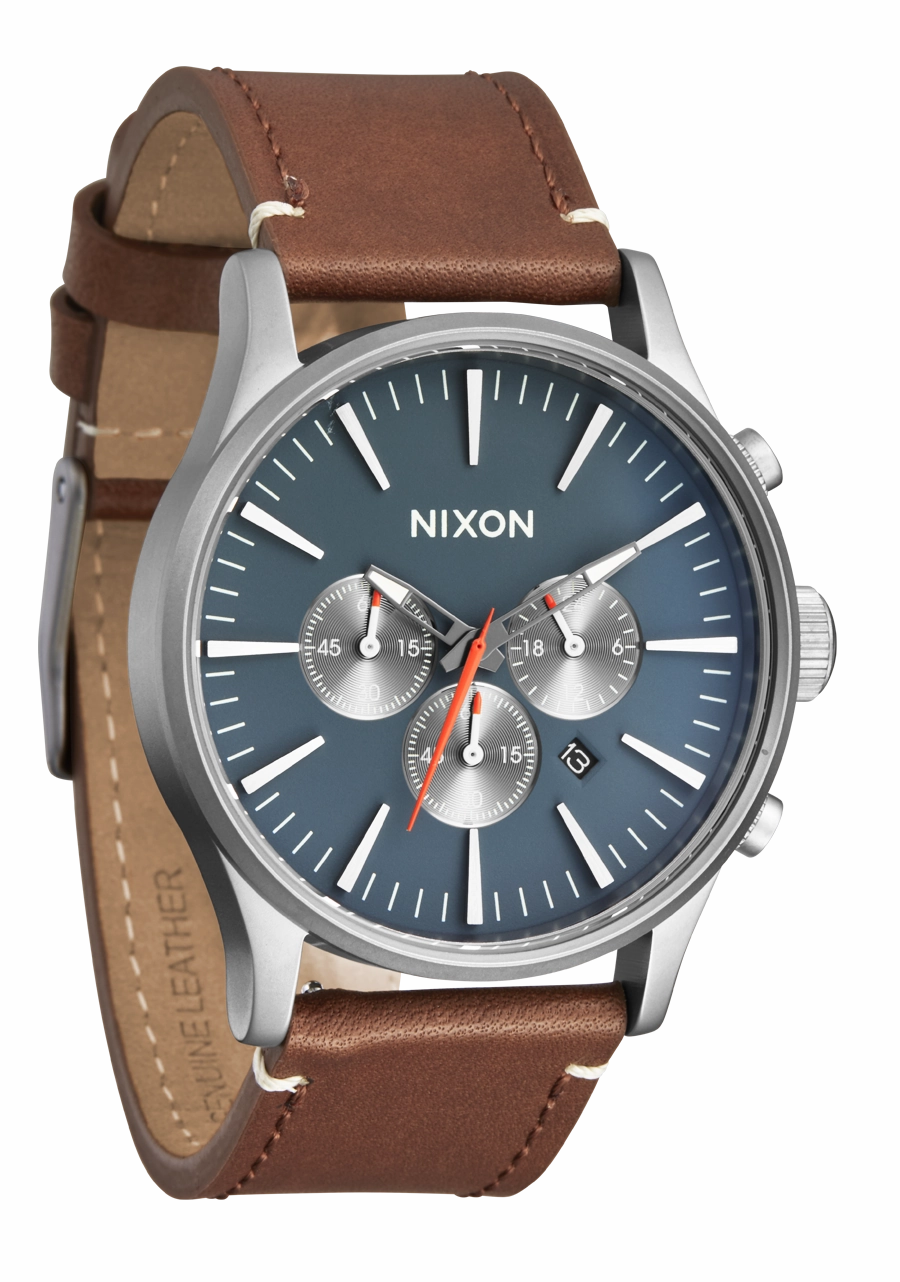 Sentry Chrono Leather - Lt Gunmetal / Basalt / Sienna