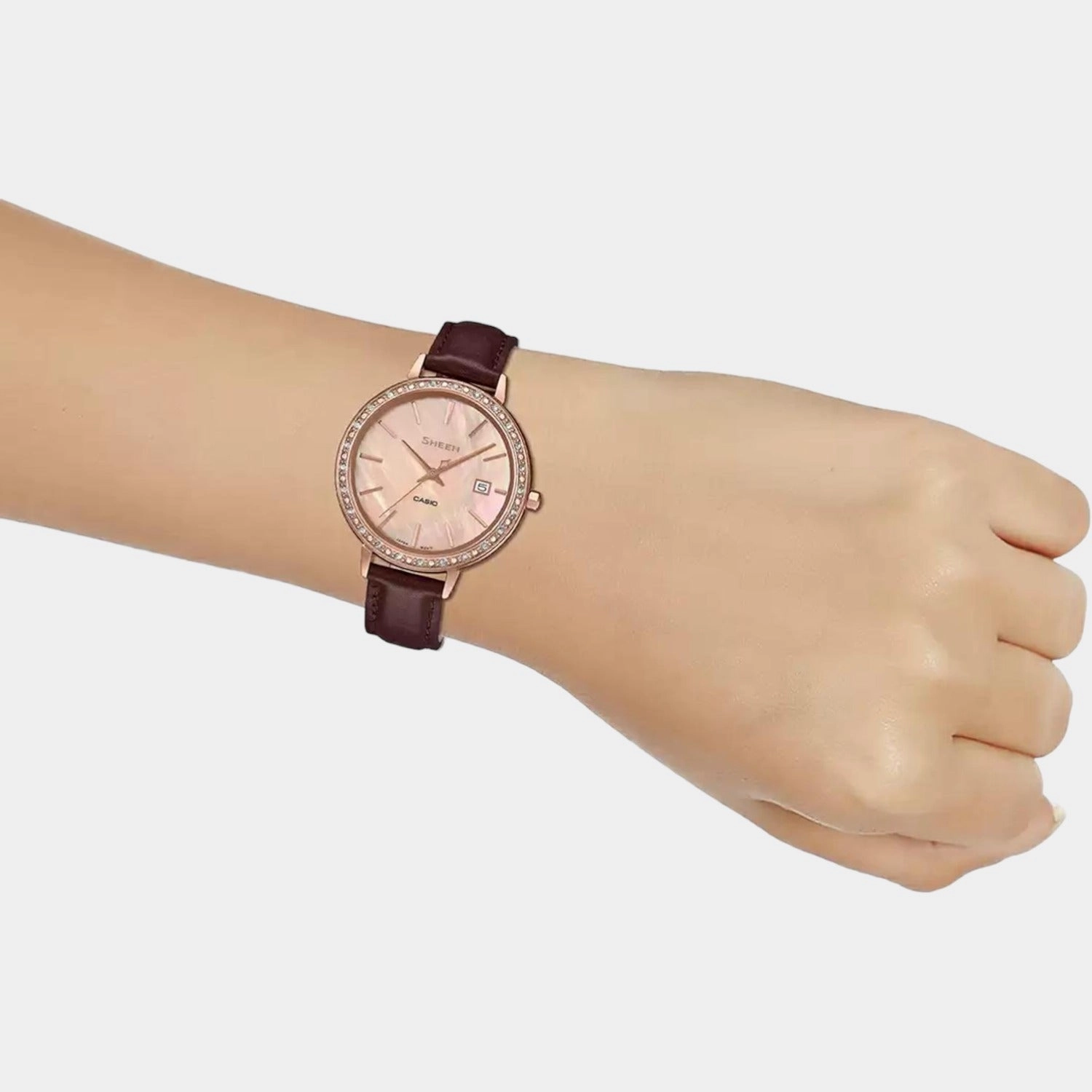 Sheen Women's Analog Leather Watch SX244 - SHE-4052PGL-4AUDF