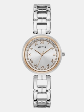 Silver and Rose Gold-Tone Analog Watch
