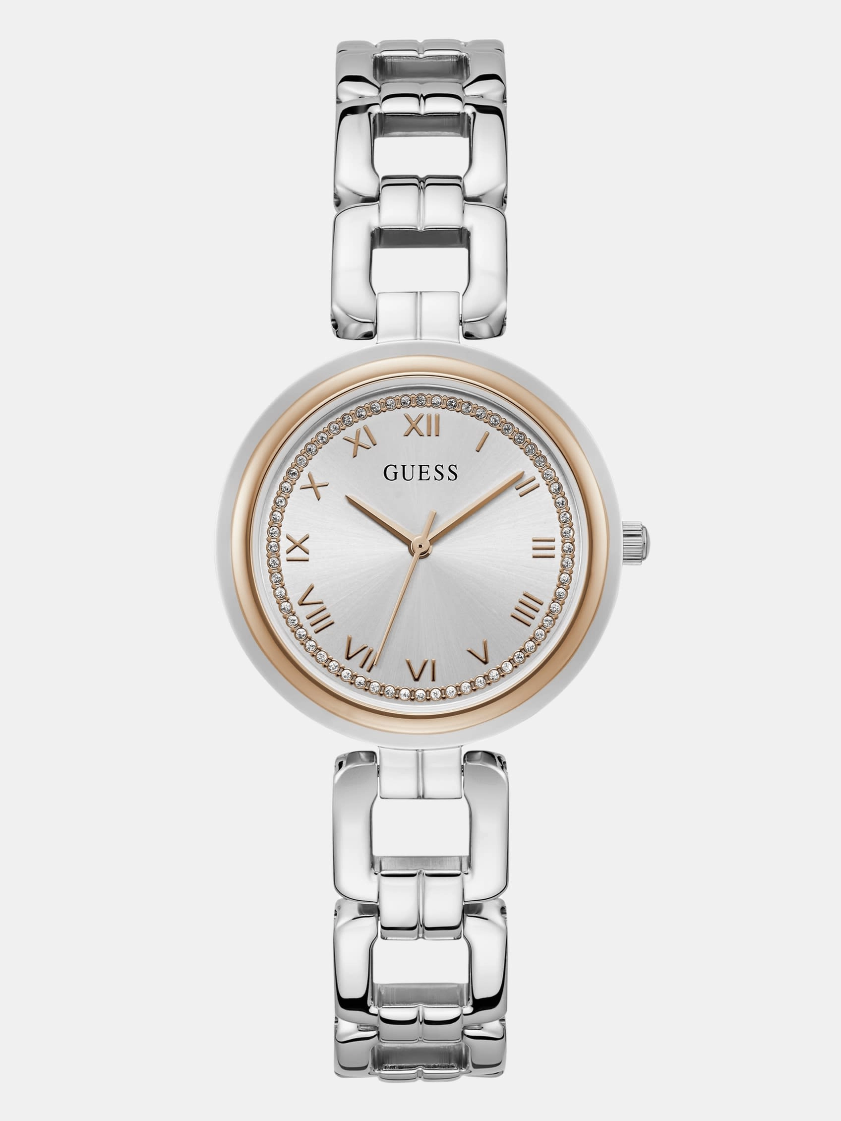 Silver and Rose Gold-Tone Analog Watch