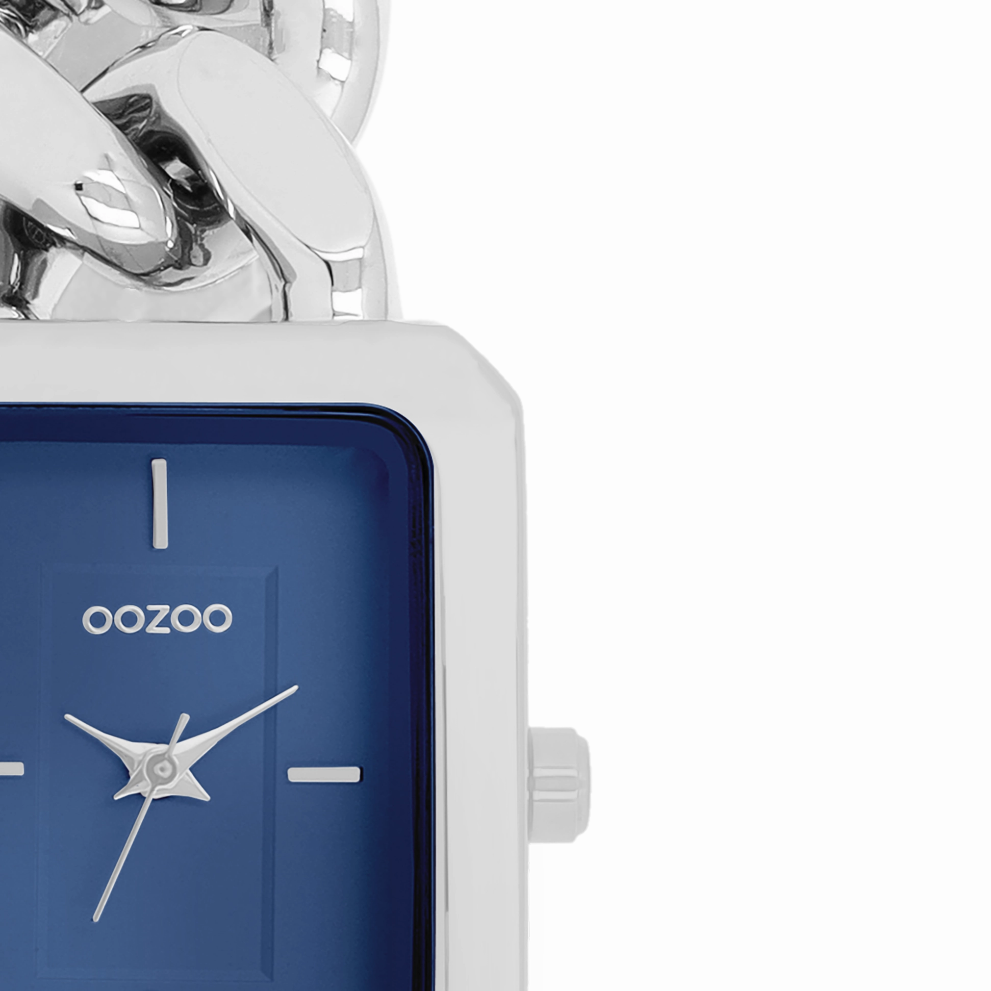 Silver coloured OOZOO watch with chunky chain bracelet - C11352
