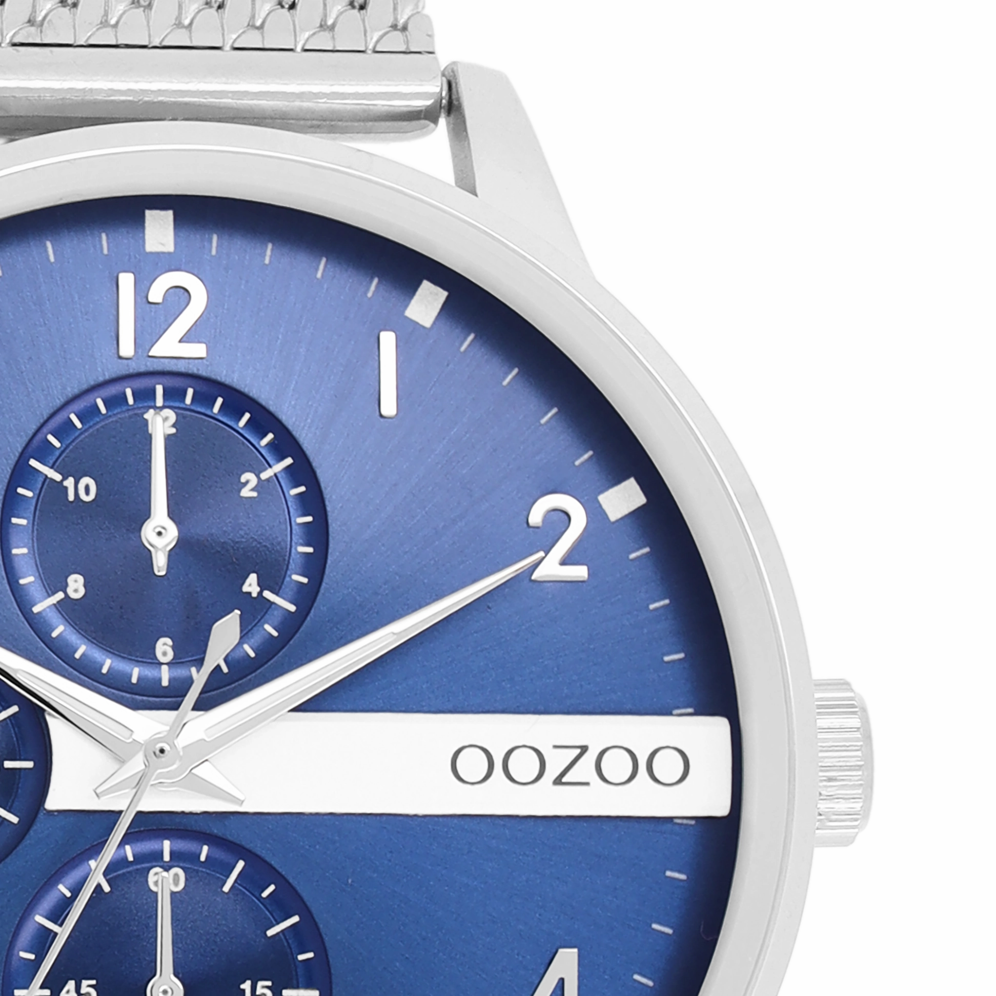 Silver coloured OOZOO watch with metal mesh bracelet - C11300
