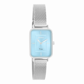 Silver coloured OOZOO watch with metal mesh bracelet - C20351