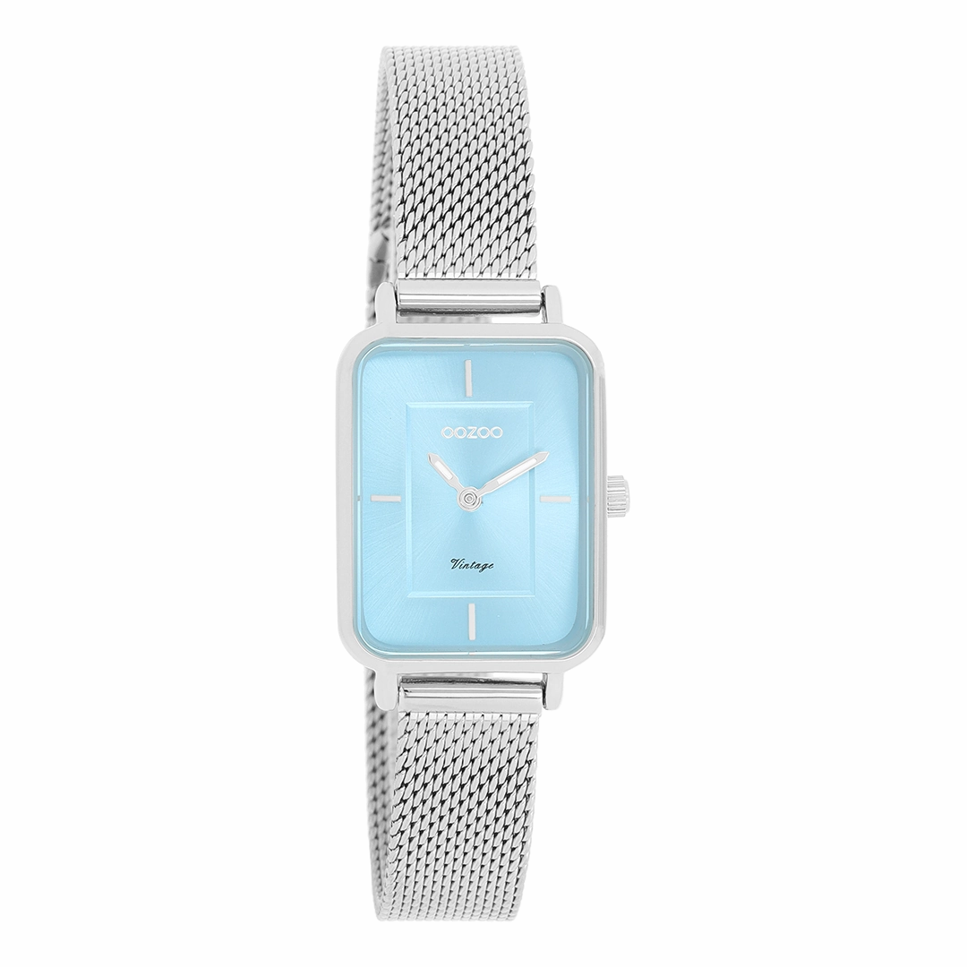 Silver coloured OOZOO watch with metal mesh bracelet - C20351