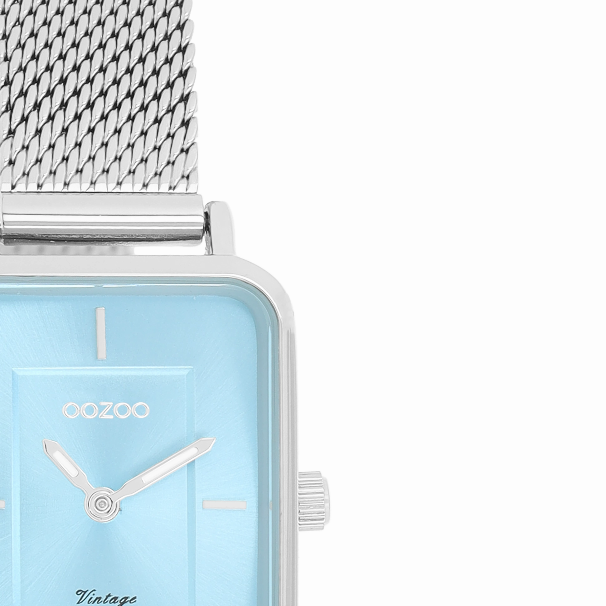 Silver coloured OOZOO watch with metal mesh bracelet - C20351