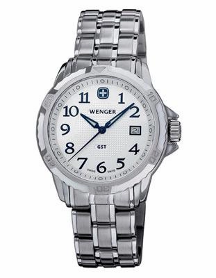 Silver Dial Wenger Mens GST Bracelet Watch - Stainless Steel - Date