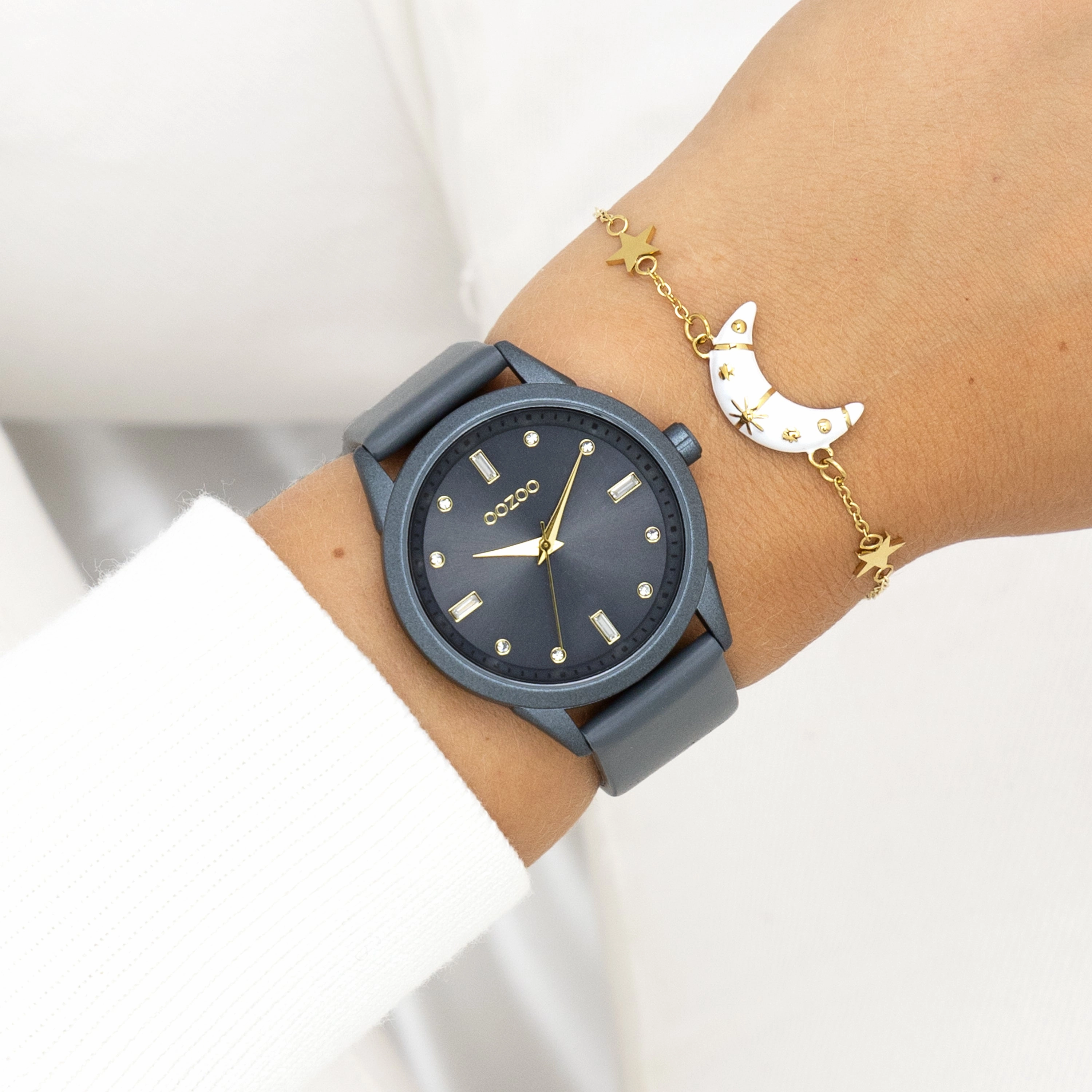 Smoke grey OOZOO watch with leather strap - C11289