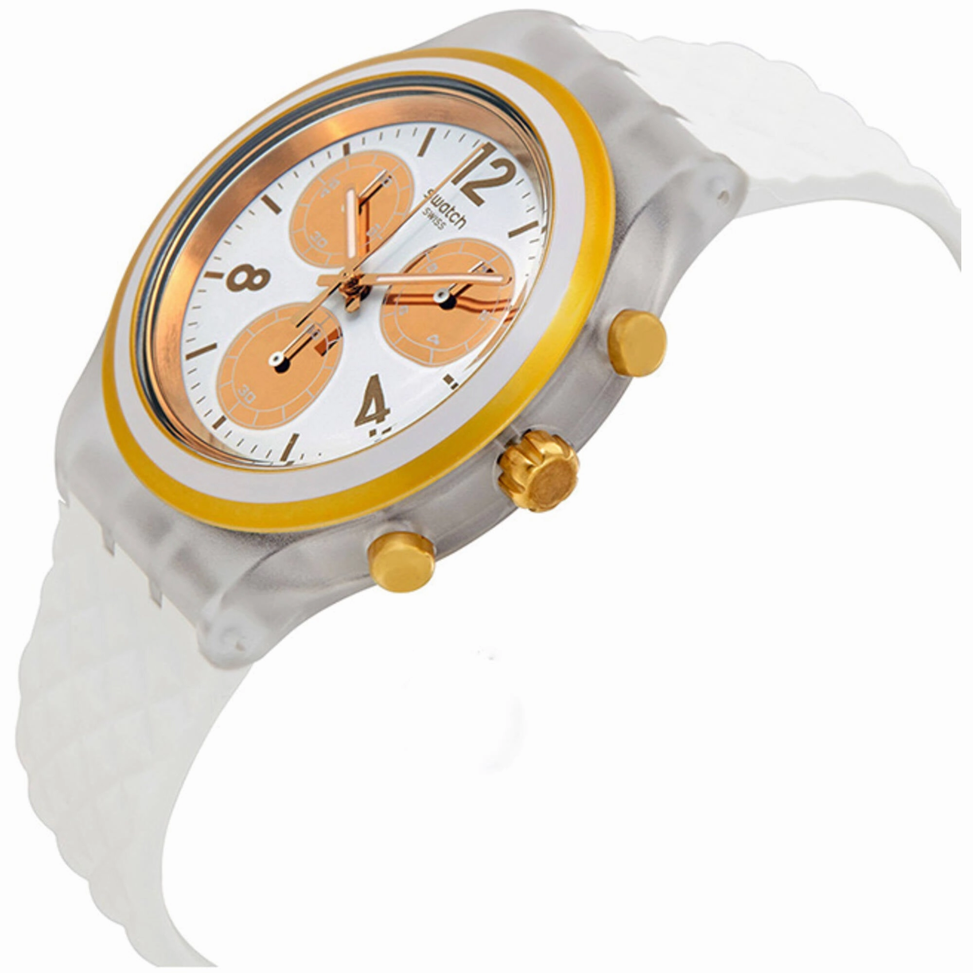 Swatch Men's Watch - Elegolden Chronograph White and Gold Tone Dial | SVCK1008