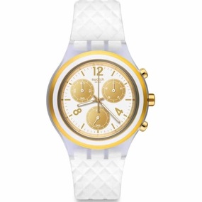 Swatch Men's Watch - Elegolden Chronograph White and Gold Tone Dial | SVCK1008