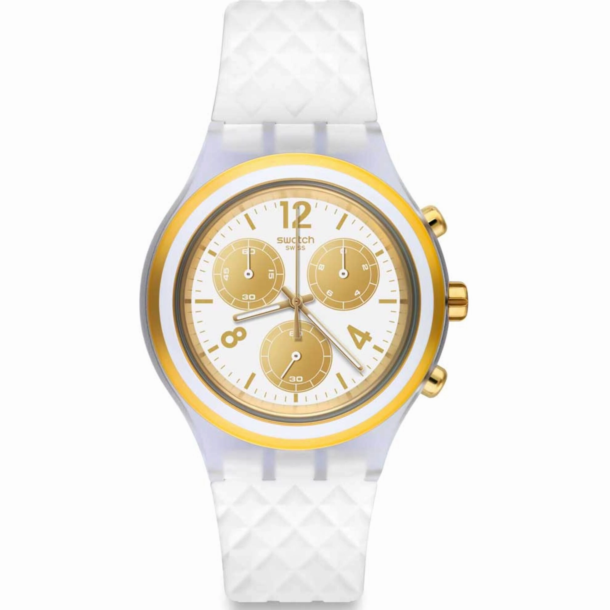 Swatch Men's Watch - Elegolden Chronograph White and Gold Tone Dial | SVCK1008