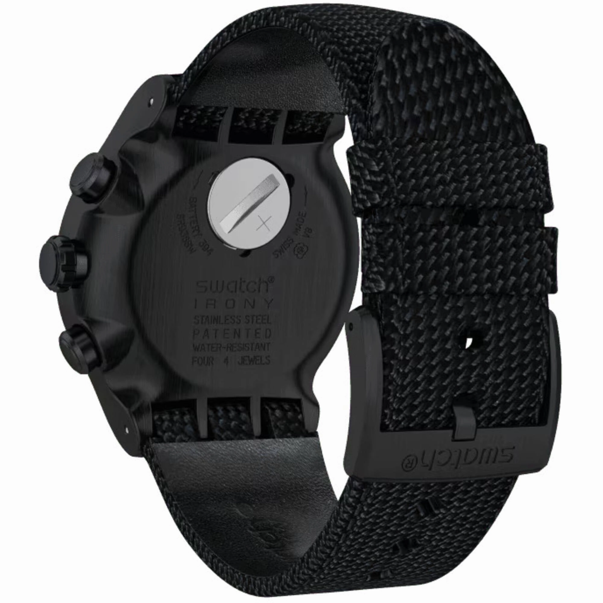 Swatch Men's Watch - Irony Thenero Chronograph Quartz Black Dial Strap | YOB404