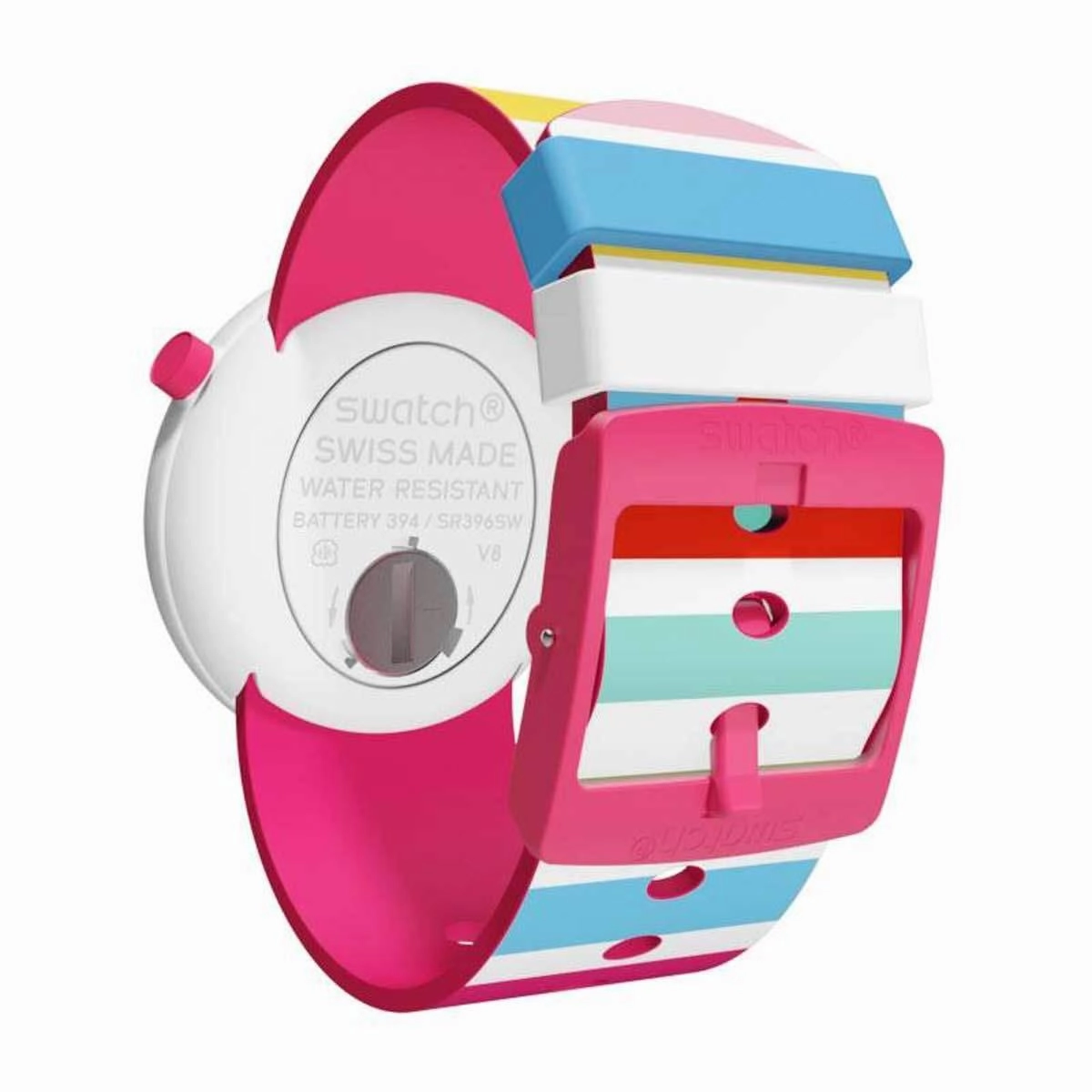 Swatch Women's Strap Watch - Mediterranean Views Riminipop Swiss White Dial | PNW106