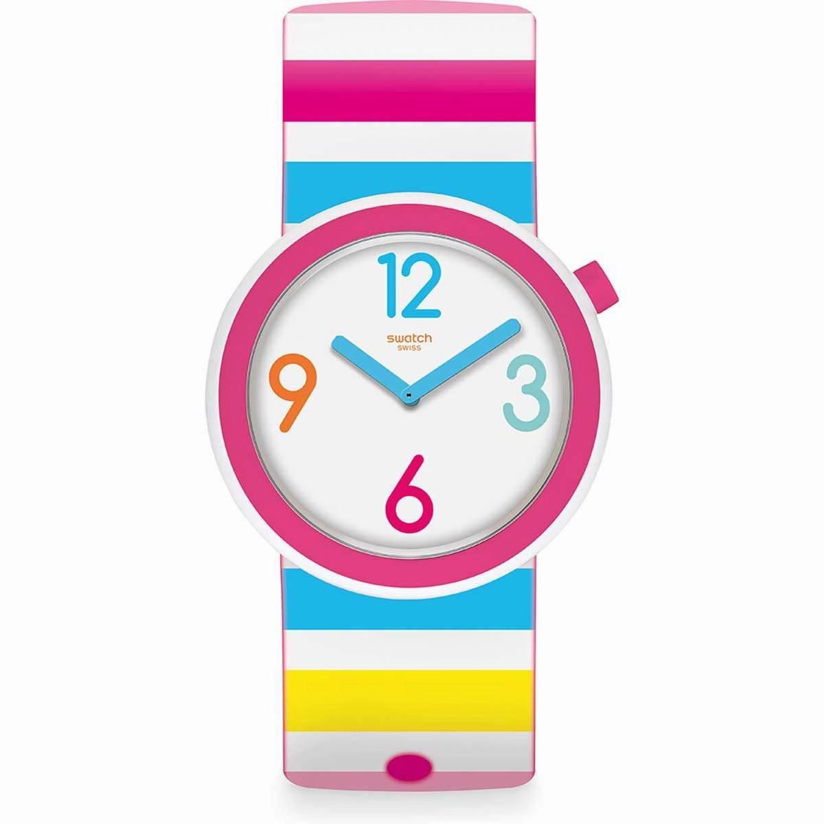 Swatch Women's Strap Watch - Mediterranean Views Riminipop Swiss White Dial | PNW106