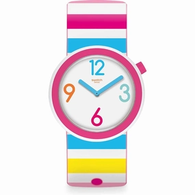 Swatch Women's Strap Watch - Mediterranean Views Riminipop Swiss White Dial | PNW106