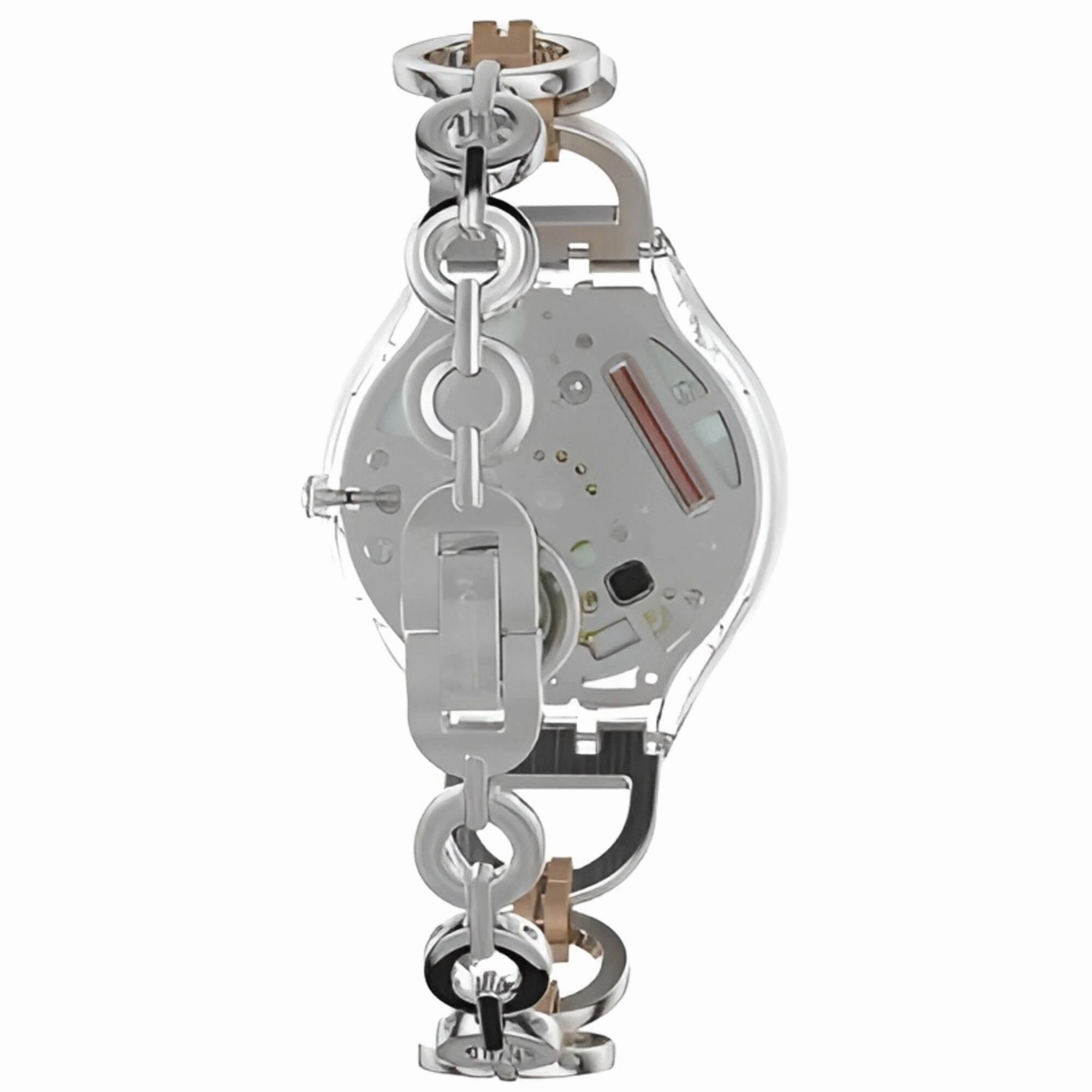 Swatch Women's Watch - Skin Skinring Quartz White Dial Two Tone Bracelet | SVOK102G